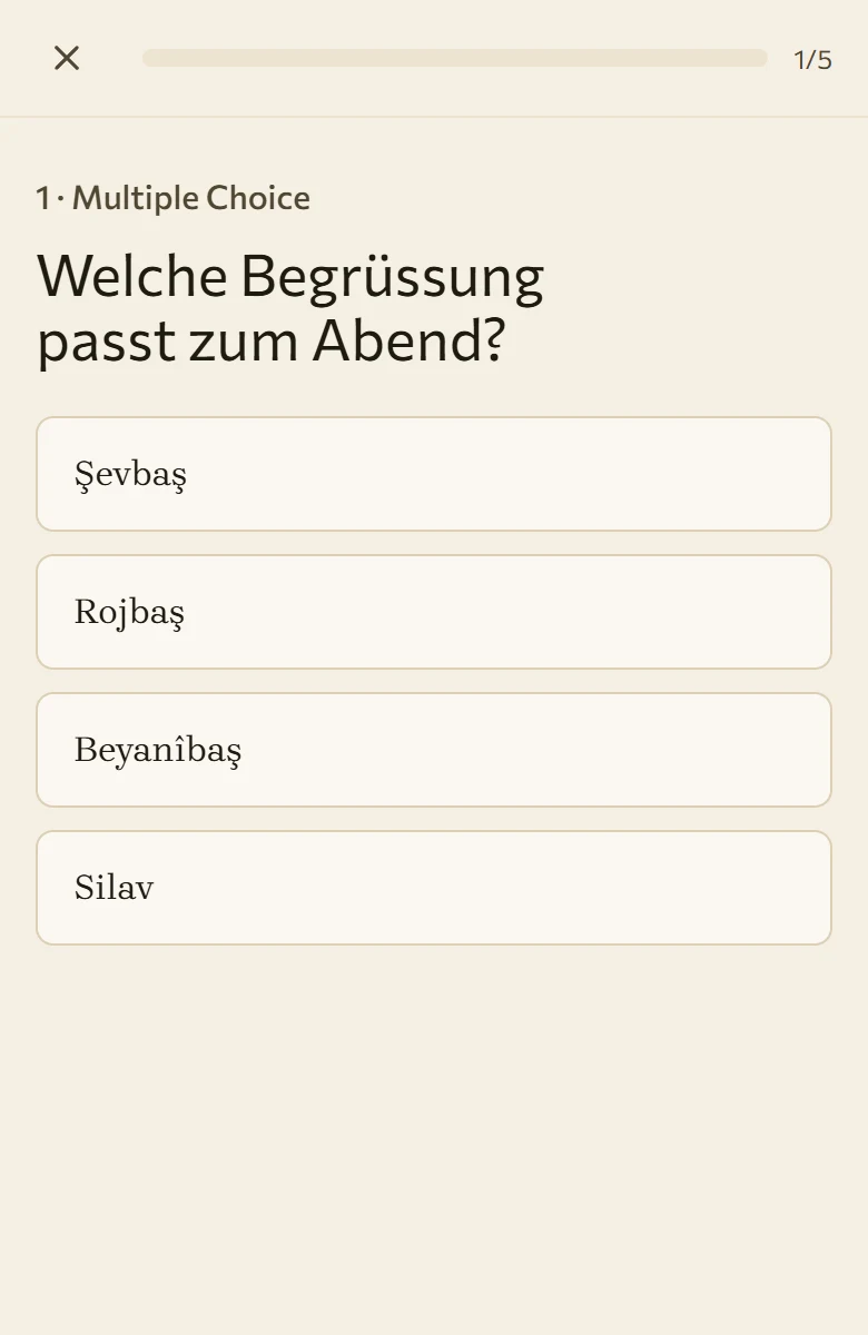 Eine Übung: Welche Begrüssung passt zum Abend?
